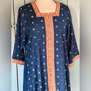 GYPSY ROSE Caftan Kaftan Maxi A-Line Dress Hippie Boho Embroidery Bling M